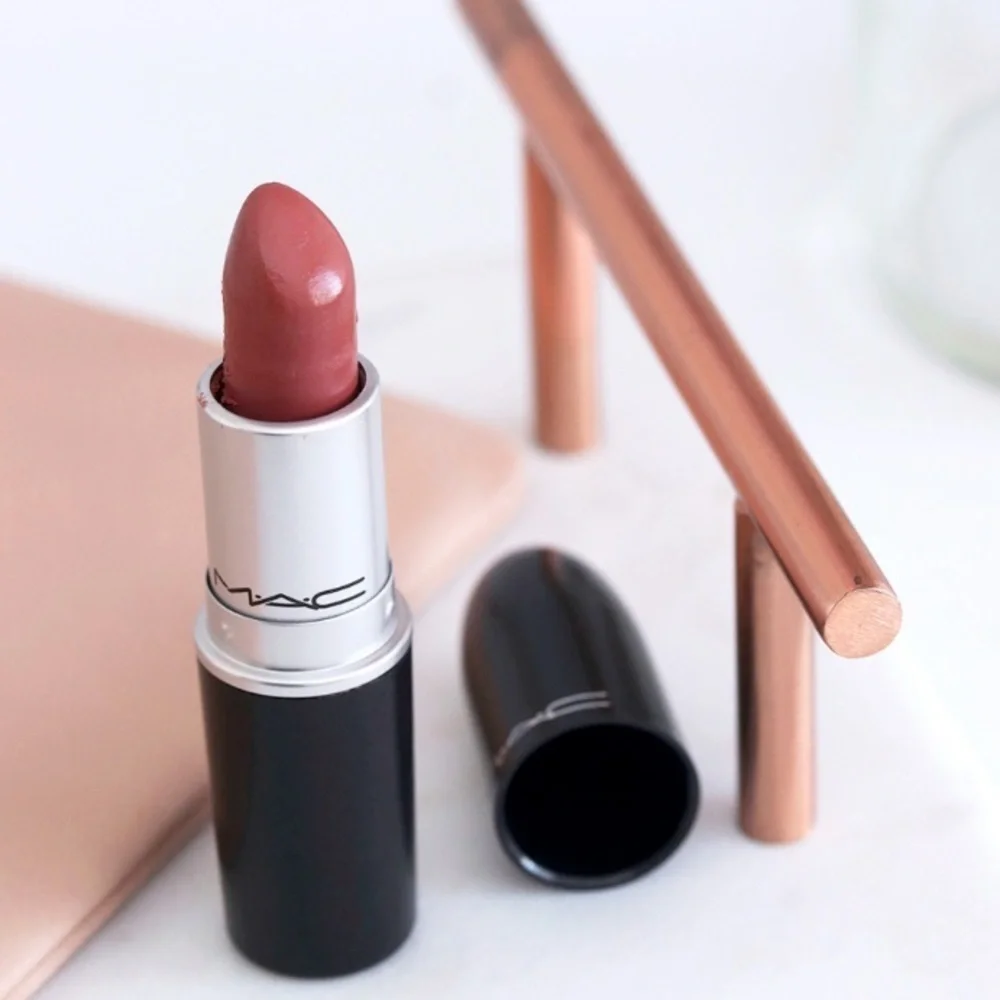MAC Amplified Crème Lipstick - 128 SMOKED ALMOND - .1oz./3g  *USED* Pink Nude